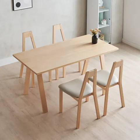 이네스 비취원목 4인 테이블 식탁세트 B형 (4인테이블+의자 4개)