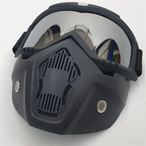 아웃도어 분리형 방풍 고글 마스크 미러실버 바이크고 바이크고글 방풍고글 라이딩고글 스키고글 라이더고글