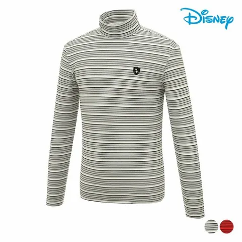 [디즈니골프]남성 스트라이프 아트웍 레터링 하이넥 하프넥 티셔츠 DP3MTS008