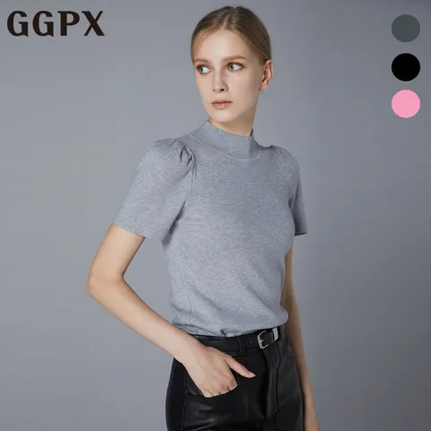 [ 롯데백화점 ]GGPX  하프 폴라 미니 퍼프 반팔 니트 (GO8KP023F)