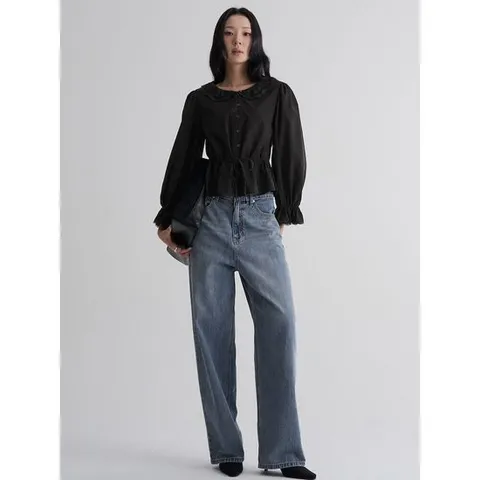 (125964MQ25) [에잇세컨즈] 레이스 칼라 블라우스 블랙