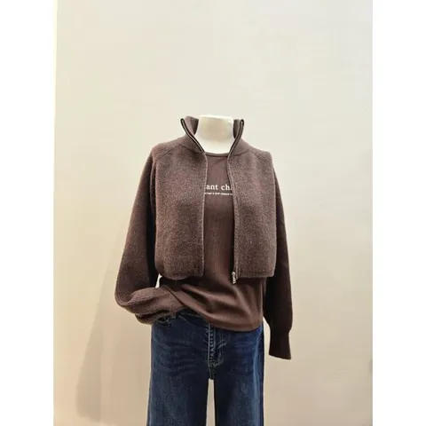 [ 롯데백화점 ]숲  (SBATX3Z) 나시 탑 세트 크롭 집업 가디건