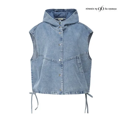 [ 롯데백화점 ]나인식스뉴욕  버튼 후드 스트링 데님 베스트 (NP9VT005M0)