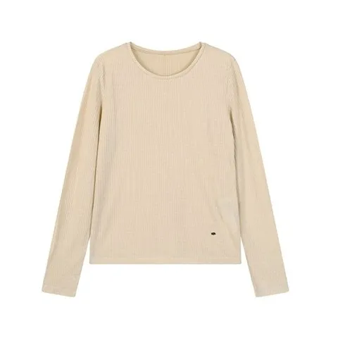 [ 롯데백화점 ]플라스틱아일랜드  (PR7CL964) BEIGE 라운드넥 골지티셔츠