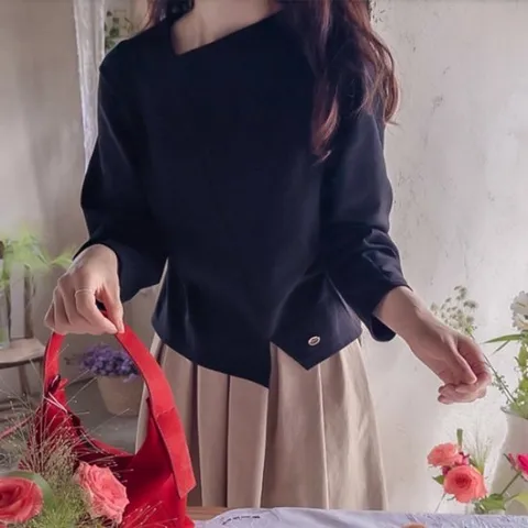 [리린]슈프림 가을사선 팬던트 앤샤링 쫀득스판 티 [2color]