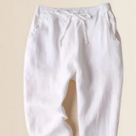 바지 여름용 여성 배기 팬츠 밴딩 화이트 기본 바지 편안한 슬랙스