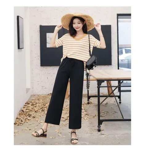 여성 아이스 와이드 팬츠 플리츠 바지 세미 여름 여성여름바지