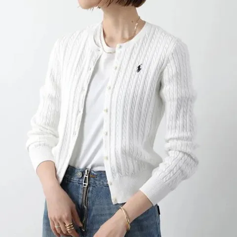 [폴로랄프로렌]폴로 랄프로렌 케이블 니트 걸즈 가디건 옵틱화이