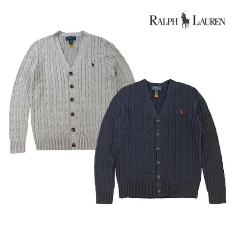 폴로 랄프로렌 보이즈 케이블 꽈배기 브이넥 가디건
