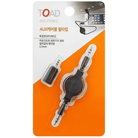 토드 AUX케이블 릴타입 (160405) 옥스선 옥스케이블 옥스케이블 옥스선 자동차오디오케이블 오디오연결선 차량오디오