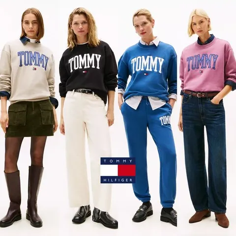 타미힐피거 TOMMY HILFIGER XW06038 여자 바시티 로고 크루넥 맨투맨 티셔츠