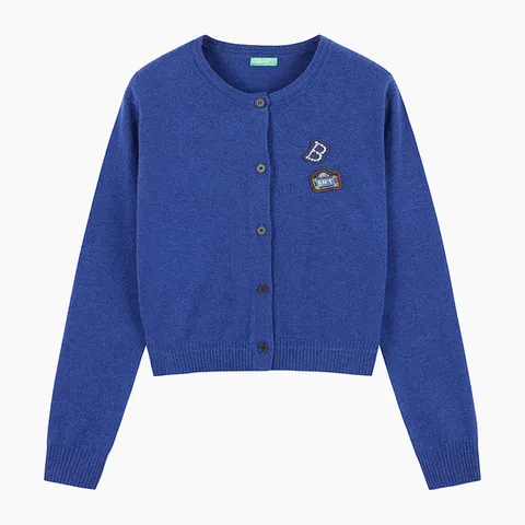 [ 롯데백화점 ][베네통]비딩 와펜 울 가디건 (BAKC01511)