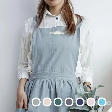 컬러 린넨코튼 앞치마 까페앞치마