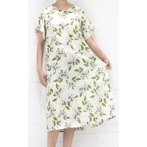 여성 인견 여름 원피스 반팔 나시 아이보리플로라