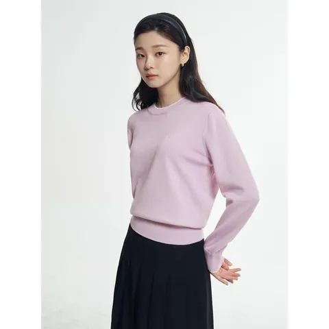 [빈폴레이디스] 울 라운드넥 배색 풀오버  라벤더 (BF5951C08T)