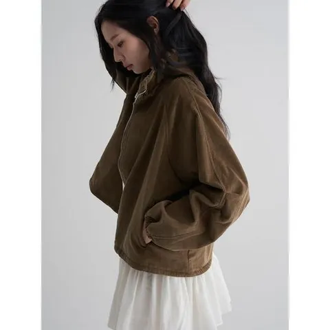 (355939LY8D) [에잇세컨즈] 코듀로이 하이넥 블루종  브라운