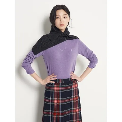 [빈폴레이디스] [Essential] 반넥 긴소매 티셔츠  퍼플 (BF5941E01U)