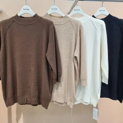 라티움 HC34 부드럽고 착용감좋은 반목폴라 7부소매 얇은가을니트 T2533sw03