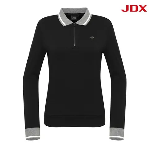 [JDX] 여성 배색 지퍼 카라티셔츠(X2TLU7452BK)