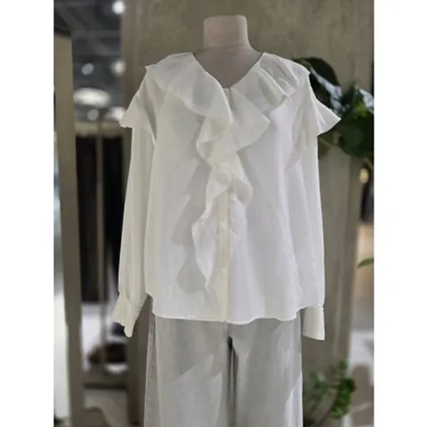 [ 현대백화점 ][ZOOC] 프릴 드로우 블라우스 (Z253MSC004)