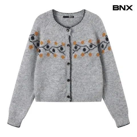 [BNX] 플로럴 자카드 패턴 니트 가디건 (BX3CD041L0)