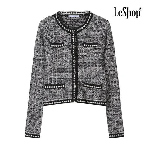 [ 롯데백화점 ]르샵  플라워 버튼 트위드 니트 가디건 (BP9KC013A)