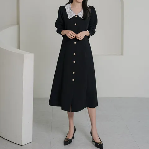 [로즈미] [55~77] 살롱 레이스 카라 원피스