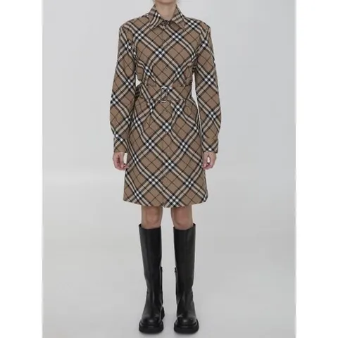 버버리 체크 모티프 울 블렌드 벨트 원피스 8095080 C1202