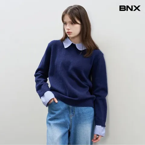 [BNX]셔츠 레이어드 긴팔 니트 (BX3KP012L0)