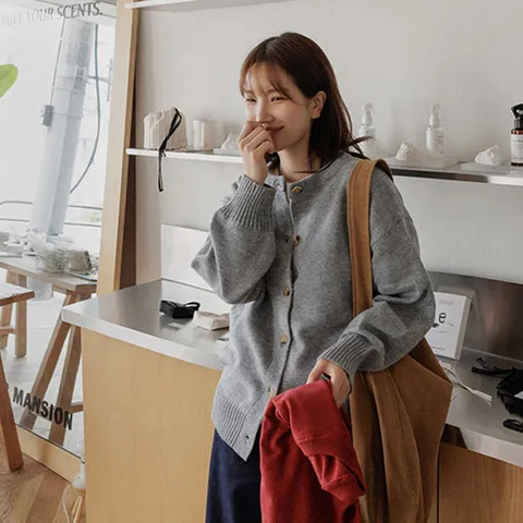 [저스트원] 에브리웨어 루즈핏 가디건(라운드/브이넥)