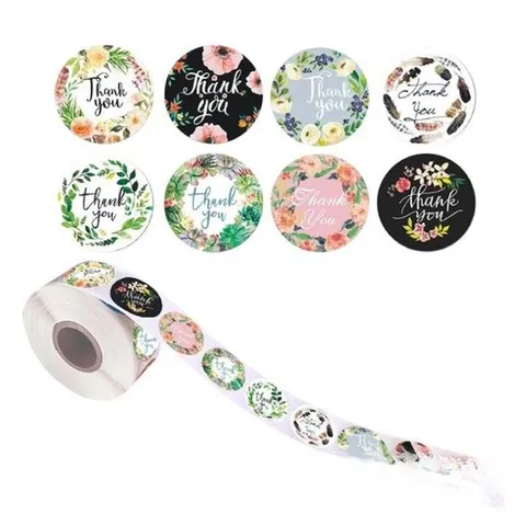 (3.8cm) 꽃포장 500장 감사 스티커 8종
