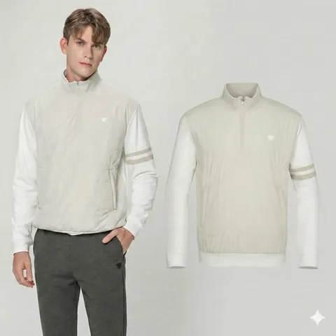 [오늘만무배][인기컬러재입고]데니스골프 25FW 남성 반하이넥 시그니처 방풍 패딩 집업 티셔츠_NAQWMTS026