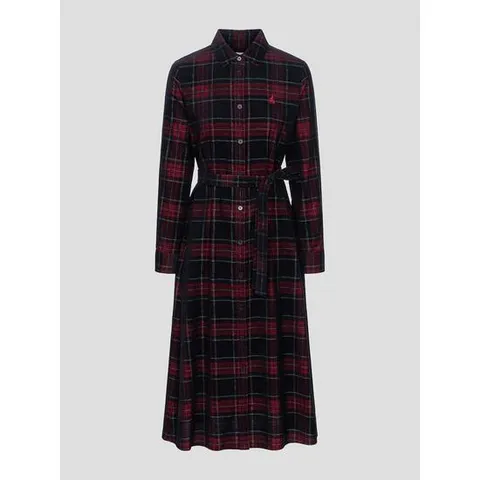 [빈폴레이디스] 홀리데이 체크 코듀로이 셔츠 원피스  블랙 (BF5X71C025)