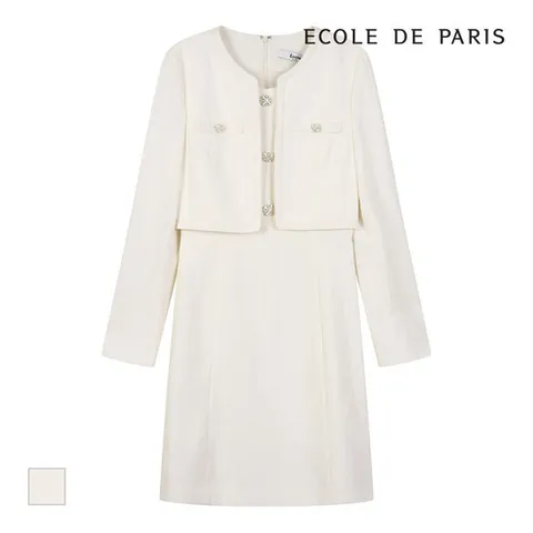 [에꼴드파리/드라로얄] 버튼포인트 라운드넥 원피스_RB33WOAE12Z