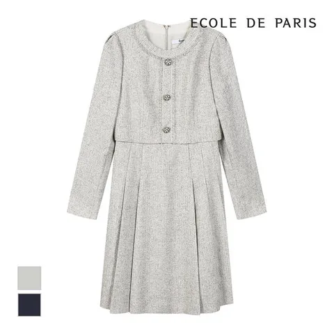 [에꼴드파리/드라로얄] 라운드넥 쓰리버튼 원피스_RB33WOCE34Z