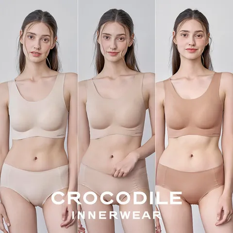 [크로커다일] 소프트 나일론모달 패드일체형 U넥 브라+팬티 6종세트 택 1