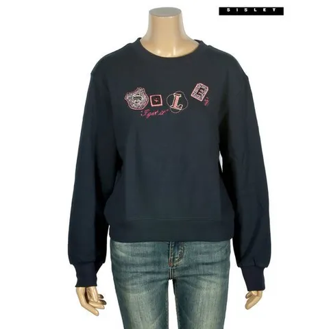 [시슬리] 자수 패치 스웨트 티셔츠 SATS36361_DN