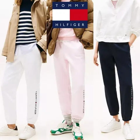 타미힐피거 TOMMY HILFIGER 76J5344 여자 자수로고 맨투맨 조거 팬츠 바지