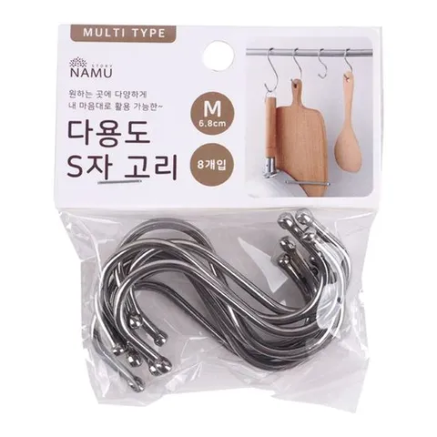 디디샵 S자 고리 다용도 - 중 8매입 디디샵 S자 고리 다용도 소품걸이 모자걸이 가방걸이 조리도구걸이