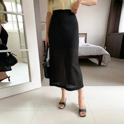 [다잇템][다잇템] 여자 고무줄 시원한 세미시스루 롱 크림색 검