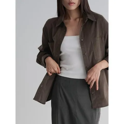 (355X64LY3D) [에잇세컨즈] 코듀로이 오버핏 셔츠  브라운