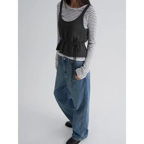 (355X21LP1P) [에잇세컨즈] 세미 와이드 기모 데님  블루