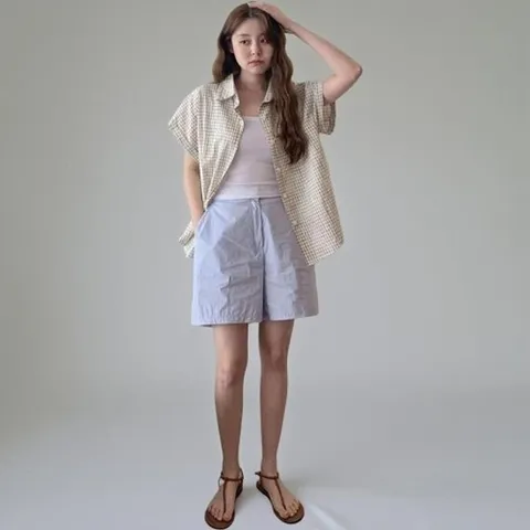 [신상오픈런]KHP8BE6여성 여름 무지컬러 면혼합 절개 뒷밴드 반