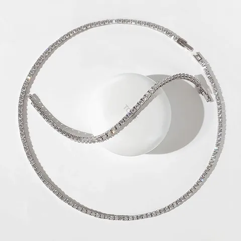 [에버링] 테니스 목걸이+팔찌 2종세트 봄날의 햇살_SQSJ92301