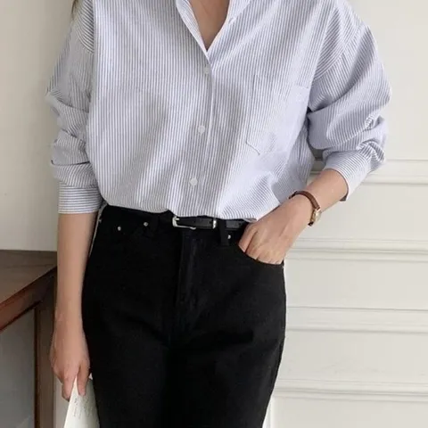 [신상오픈런]KMH2C2C라수카 3color 여성 줄무늬 면 오피스룩 셔