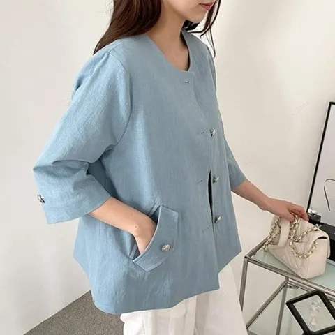 [신상오픈런]KDJ3979텐러프 오버핏 썸머 여성 재킷 라운드 슬리