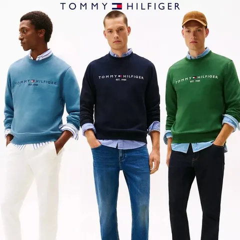 타미힐피거 TOMMY HILFIGER 78JB337 남자 자수로고 기모 맨투맨 크루넥 티셔츠