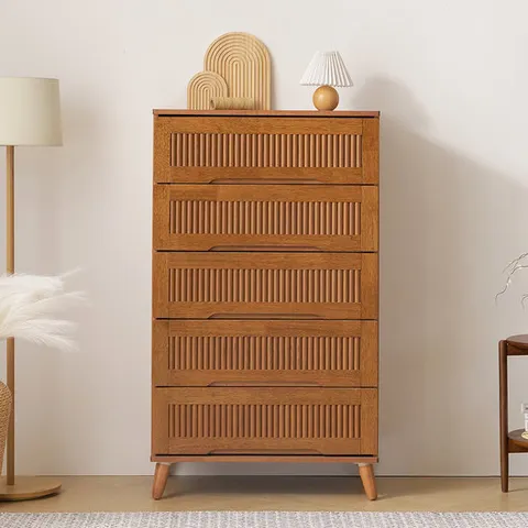 리퍼 피렌체 템바보드 원목 5단 서랍장 월넛