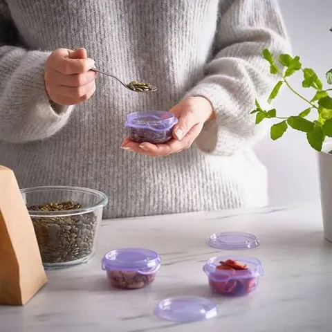 이케아 프루타 식품보관용기+뚜껑 3P 70ml 라일락 지름7x4cm 보관비닐 서랍정리