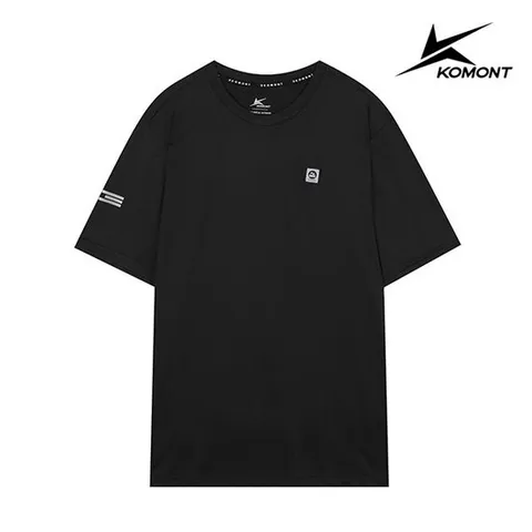[코몽트]남성 와펜 라운드 반팔 티셔츠블랙 K22MR0307-BK